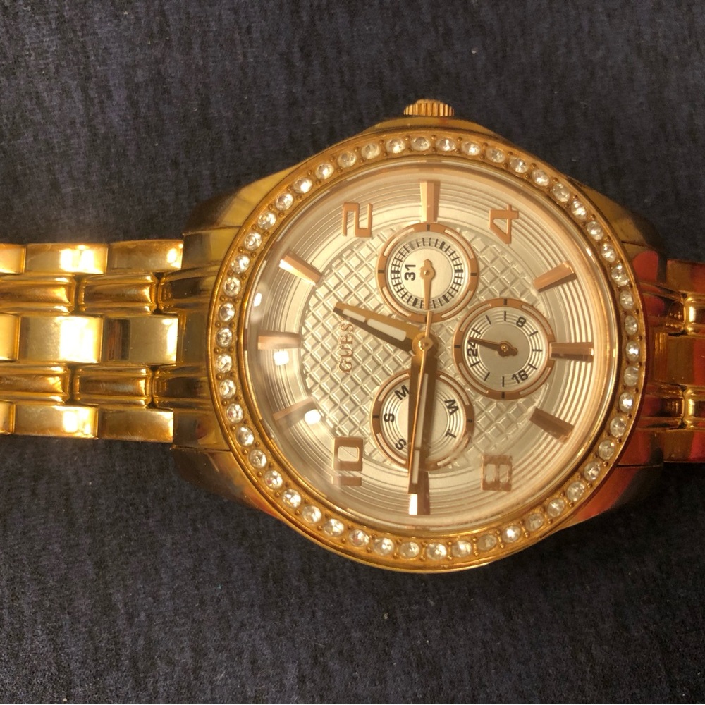 Guess Gold plated Women's Watch with Crystal Accents